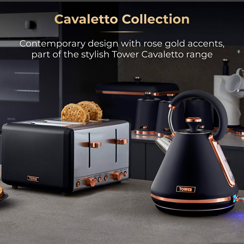 Tower Cavaletto T20051RG Black 4 Slice Toaster Image 3