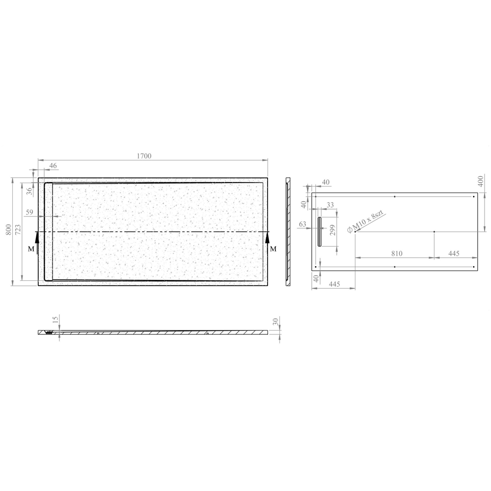 Bathstore 30mm White Slate Rectangular Shower Tray with Waste 1700 x 800mm Image 5