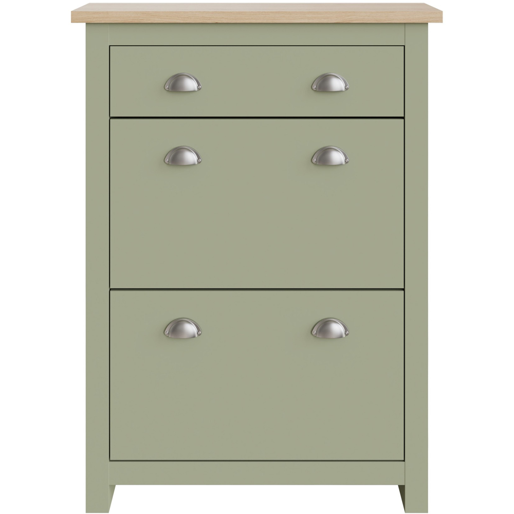 GFW Lancaster 2 Door Single Drawer Sage Green Shoe Cabinet Image 4