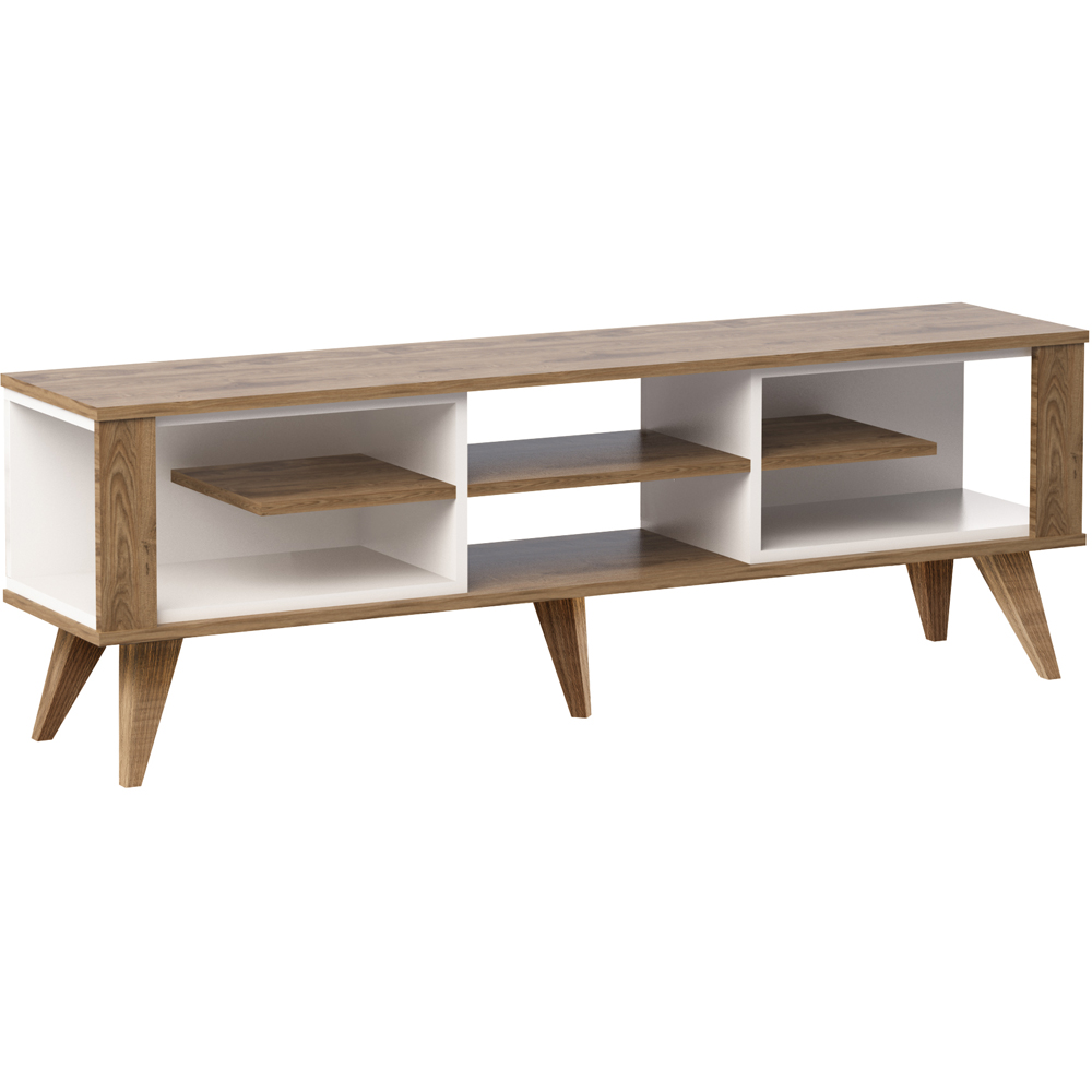 Decorotika Ionis 6 Shelf White and Oak TV Unit Image 2