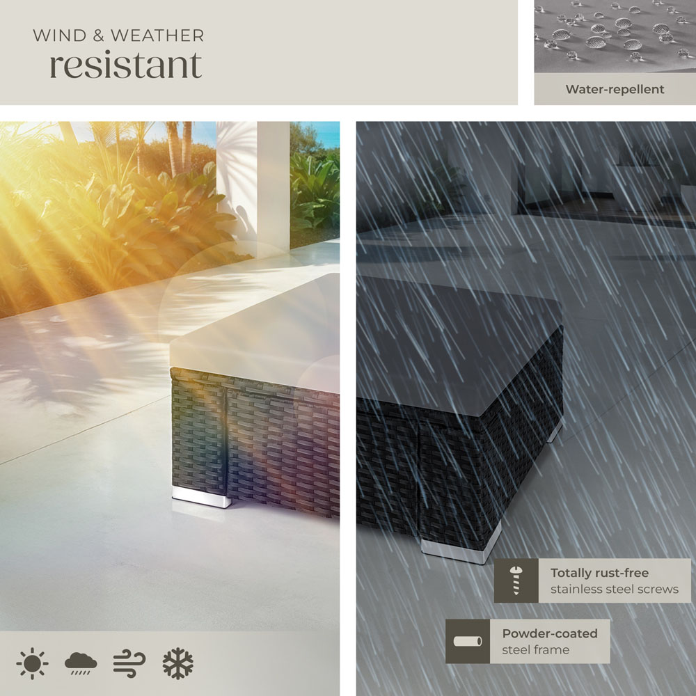 tectake Bitonto Black and Grey Polyrattan Footstool Image 7