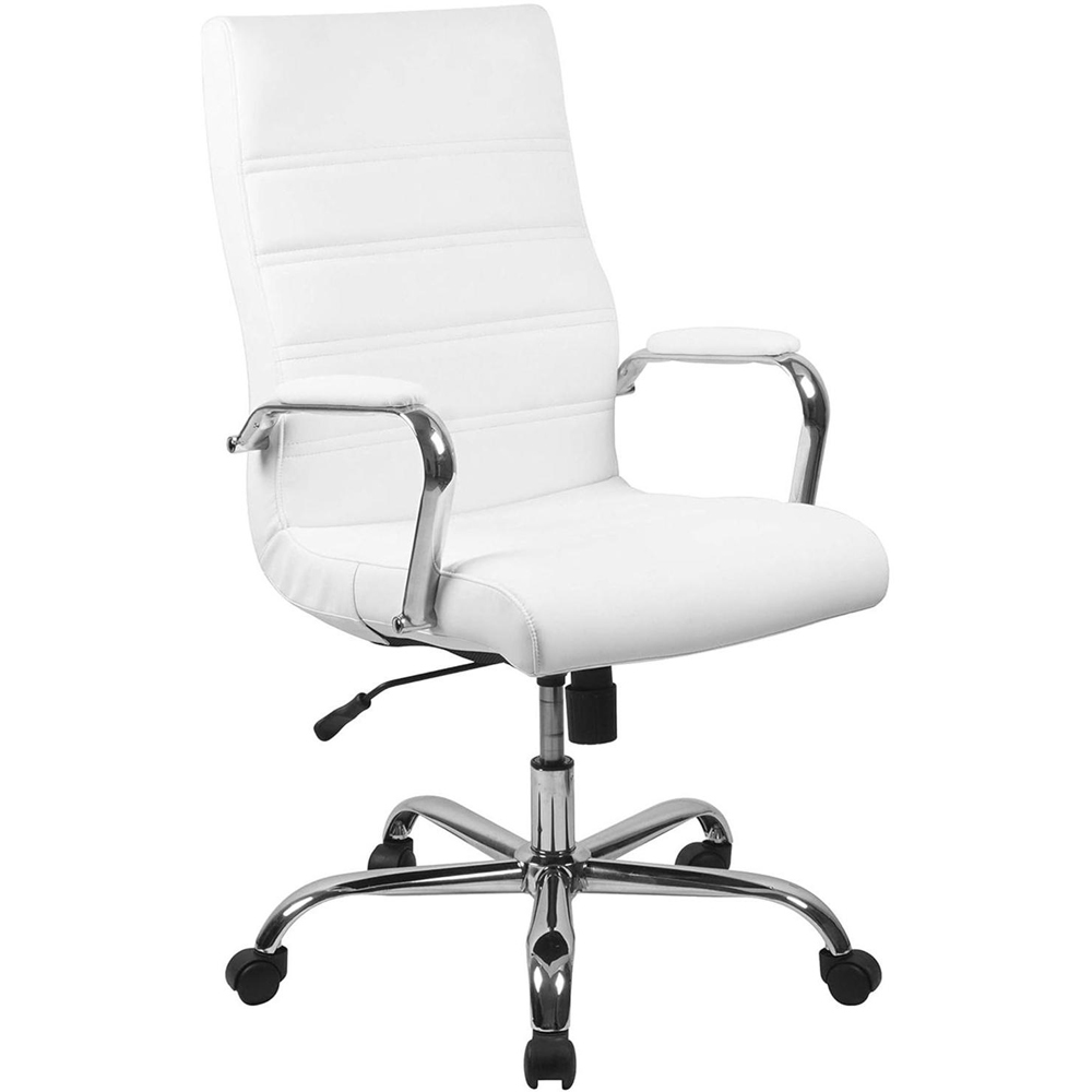 FWStyle White and Chrome Gold Designer Office Chair Image 2