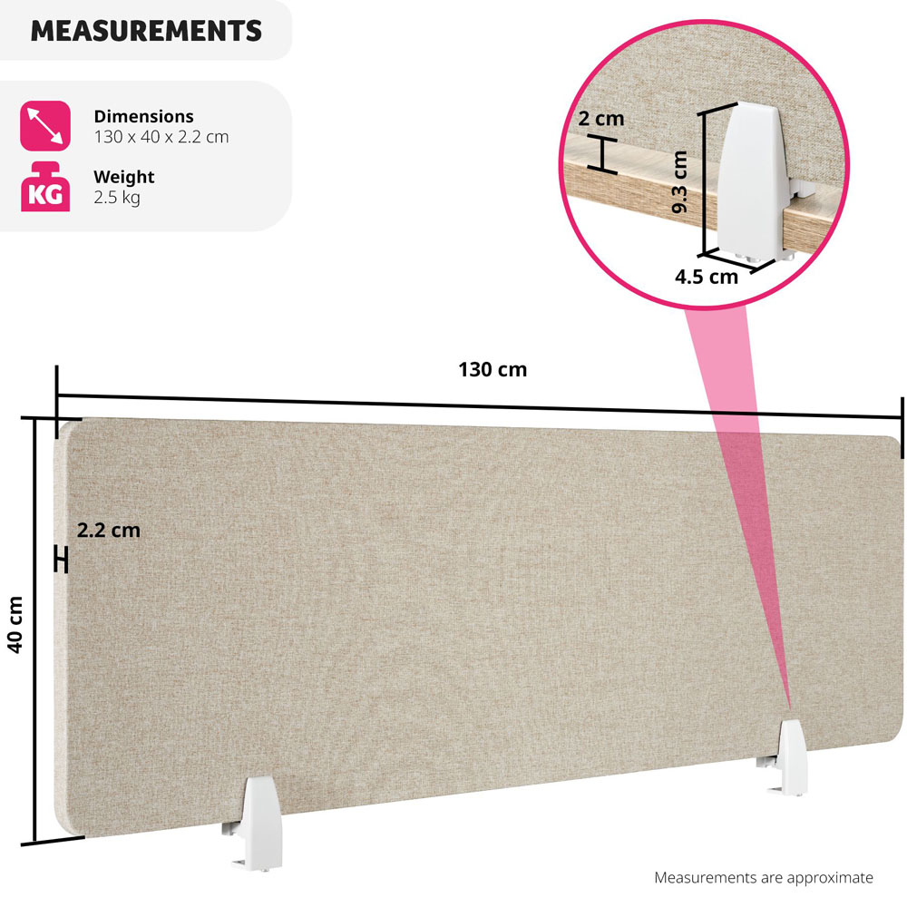 tectake Noisy Beige Plastic Desk Divider 130 x 40cm Image 9