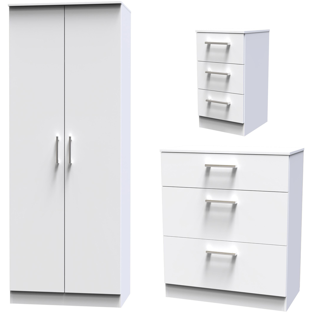 Crowndale Devon 3 Piece White Matt Bedroom Furniture Set Image 2