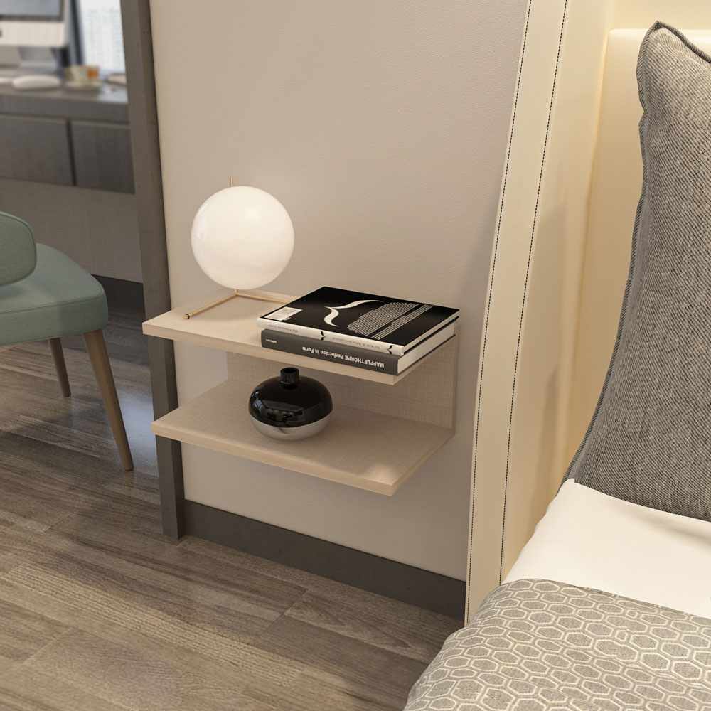 Decorotika Ramira 2 Shelf Cottonbeige Floating Bedside Table Image 3