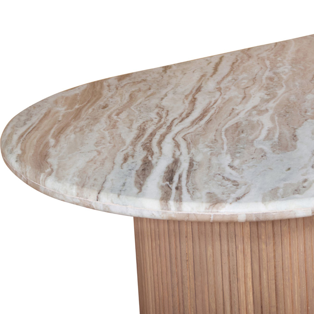 IH Design Bundi 8 Seater Natural Marble and Wood Pedestal Dining Table Image 4