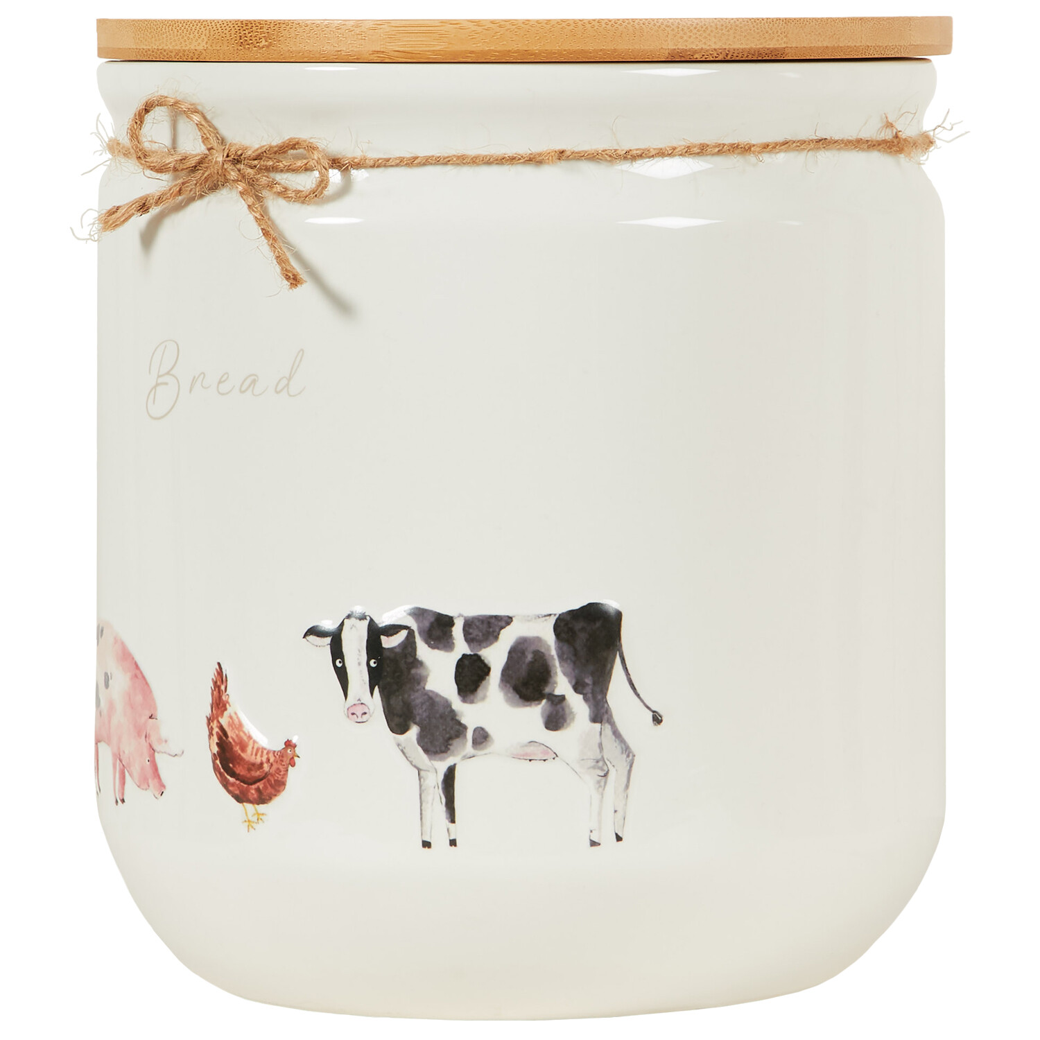 Daisy Farm Bread Canister with Twine - White Image 2