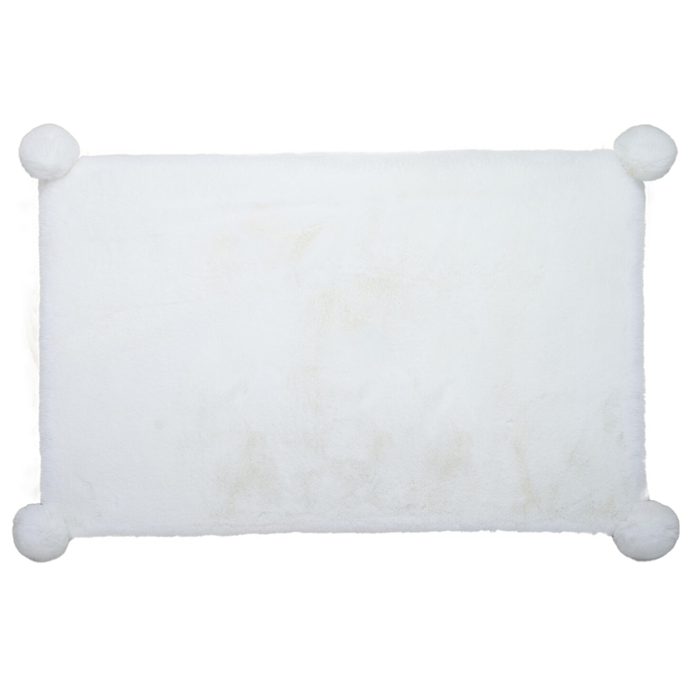Luxury Rabbit Fur Pom Rug - White Image 1