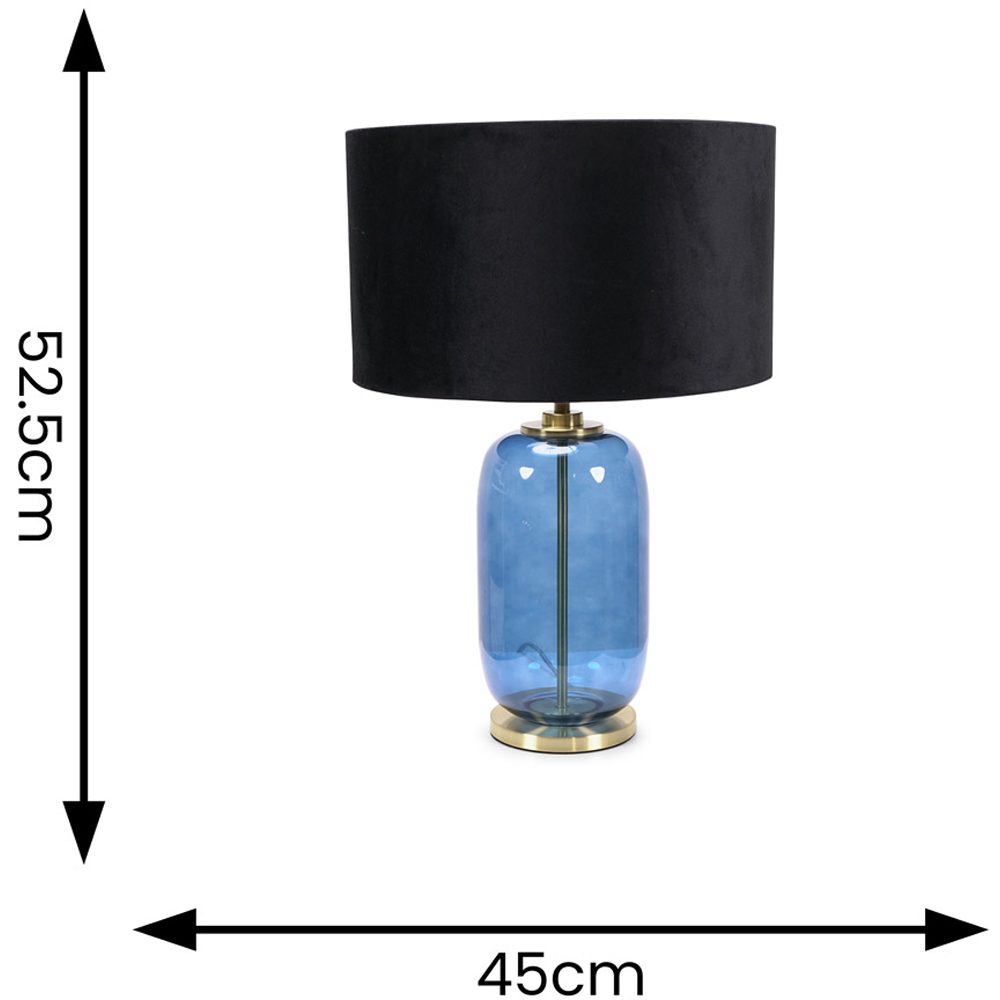ValueLights Leigh Reni Black Velvet Shade Navy Blue Glass LED Table Lamp Image 4
