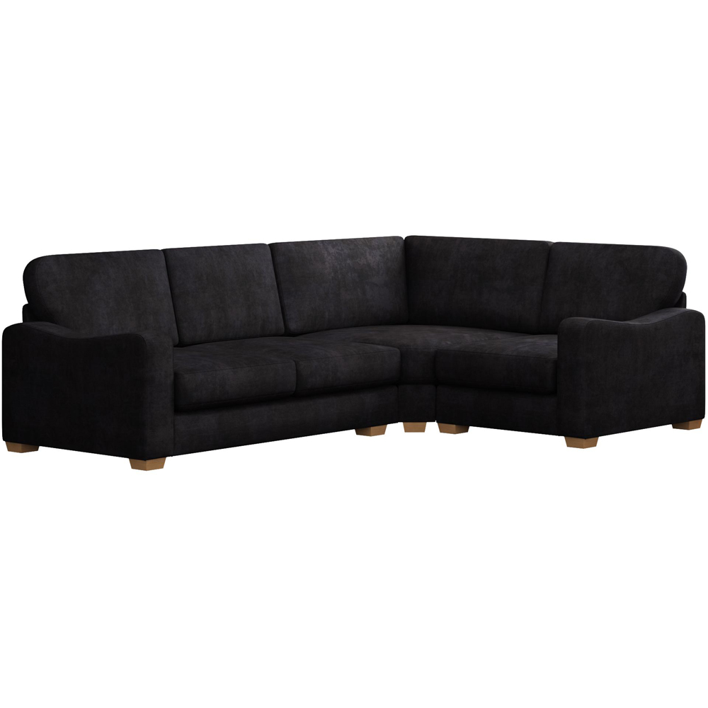Theadford 3 Seater Ebony Plush Velvet Fixed Back Right Hand Corner Sofa Image 2