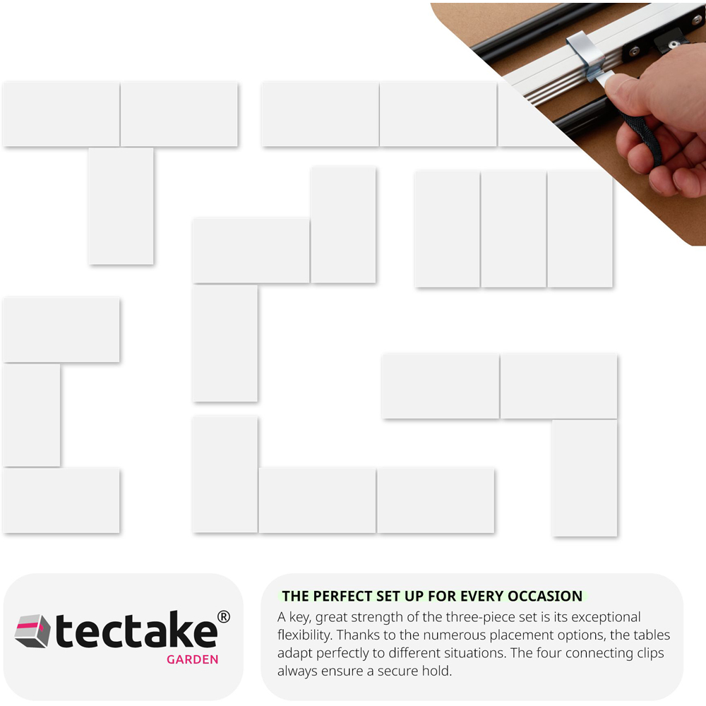 tectake Black Folding Table 3 Pack Image 7