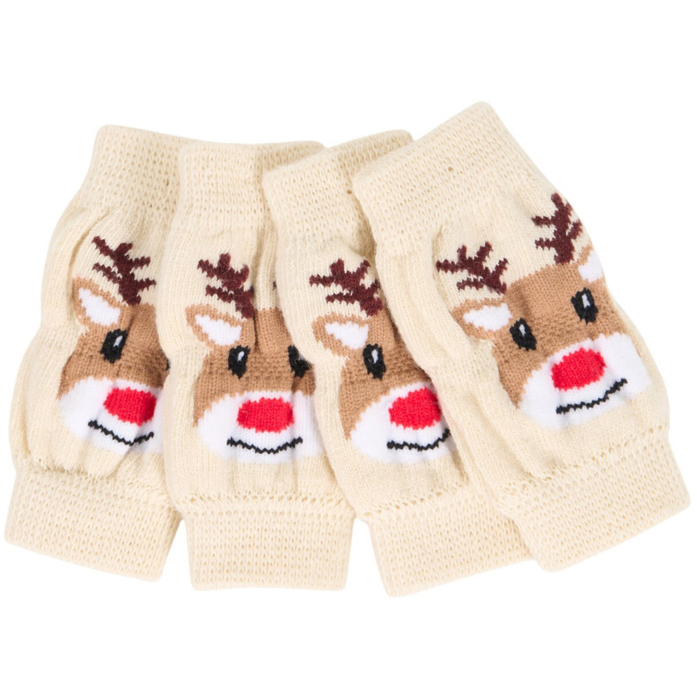 Pack of 4 Reindeer Dog Leg WarmersBeige Image 2