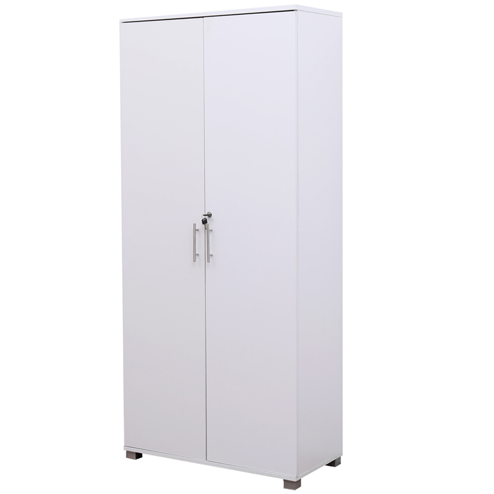 MMT Furniture Designs 2 Door White Wooden Lockable Filing Cabinet Image 5