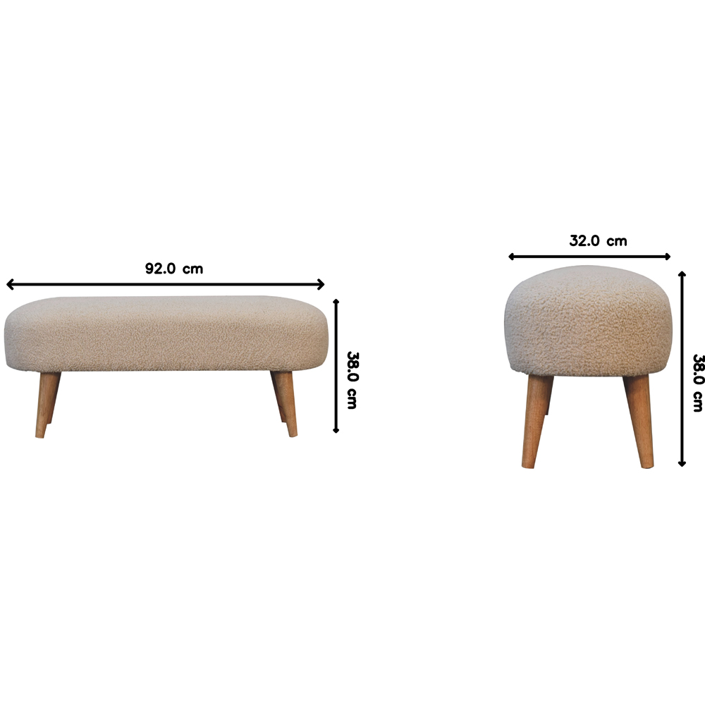 Artisan Furniture Brown and Cream Boucle Upholstered Hallway Bench Image 8
