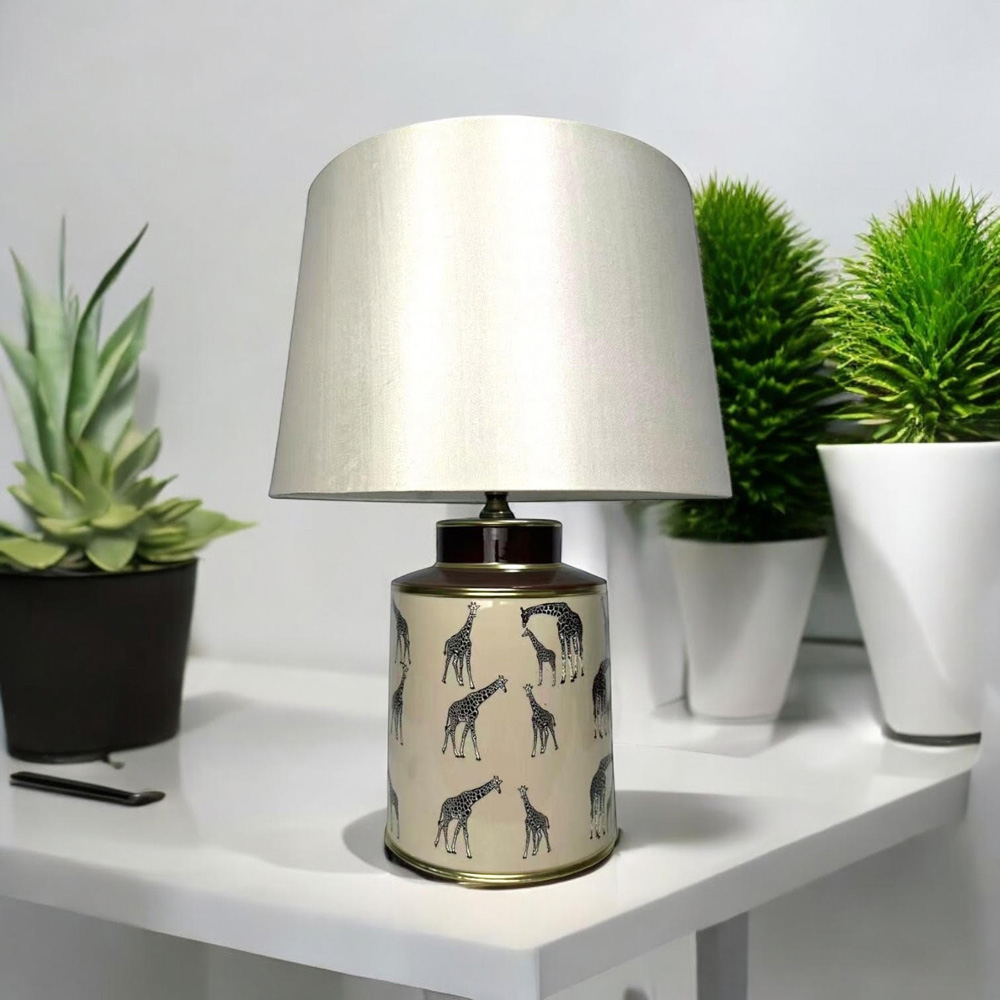 Acacia Home Giraffe Pattern Ceramic Table Lamp with Shade 33cm Image 2