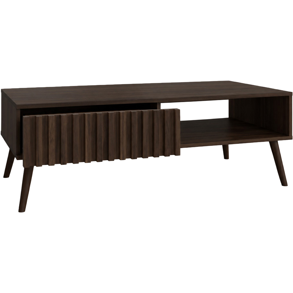 GFW Rowan Single Drawer Single Shelf Walnut Slatted Coffee Table Image 5