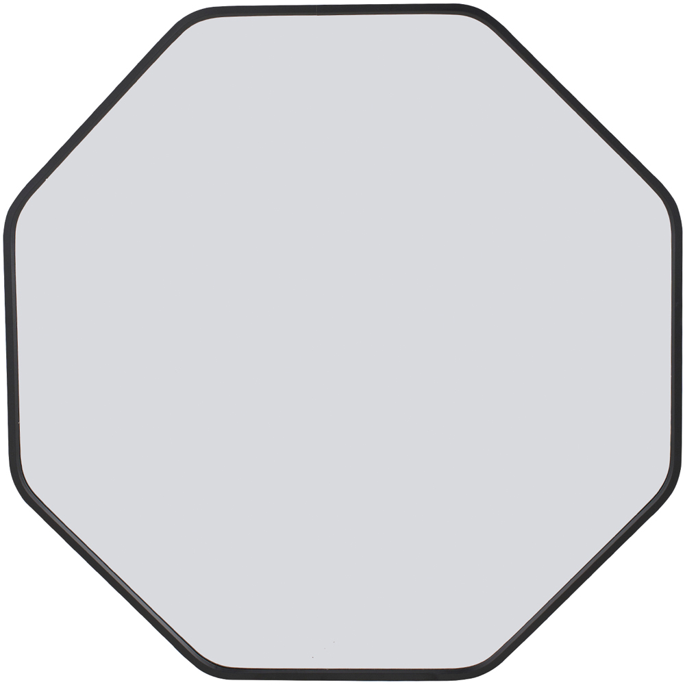 Living and Home Black Hexagonal Aluminium Framed HD Float Glass Bathroom Mirror 40 x 40cm Image 1