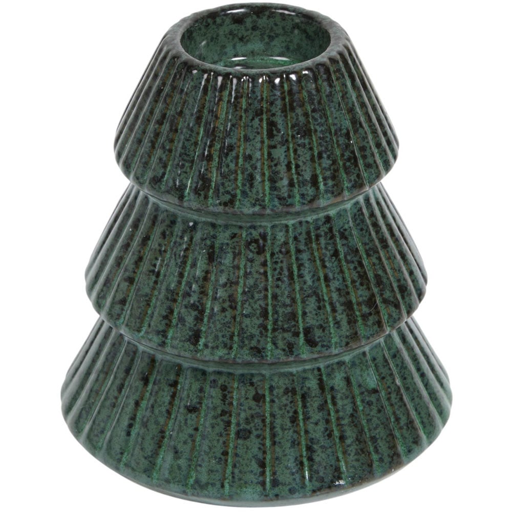 Reactive Glaze Tree Tealight Holder - Green Image 3