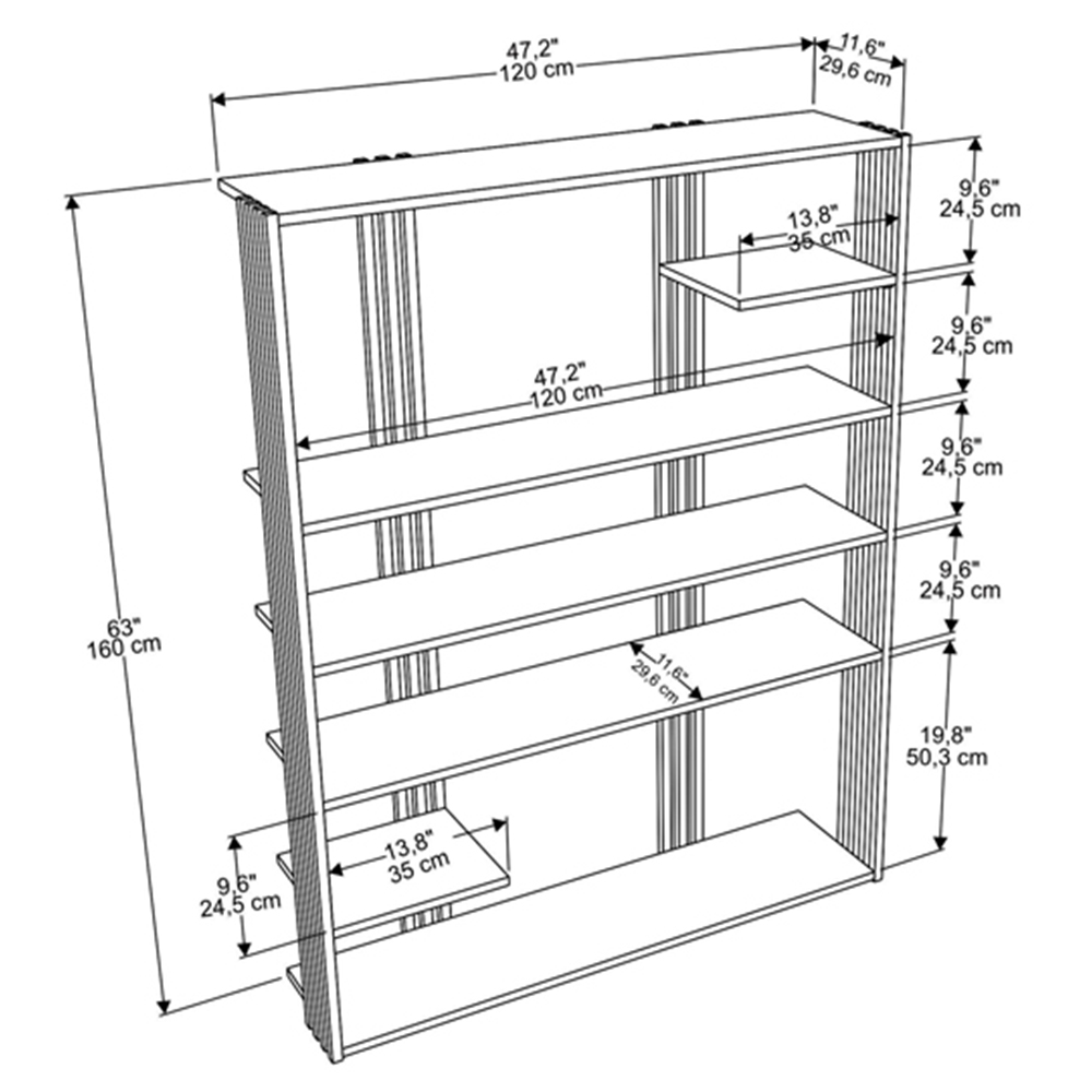 Decorotika Jeni 6 Shelf White and Gold Bookcase Image 7