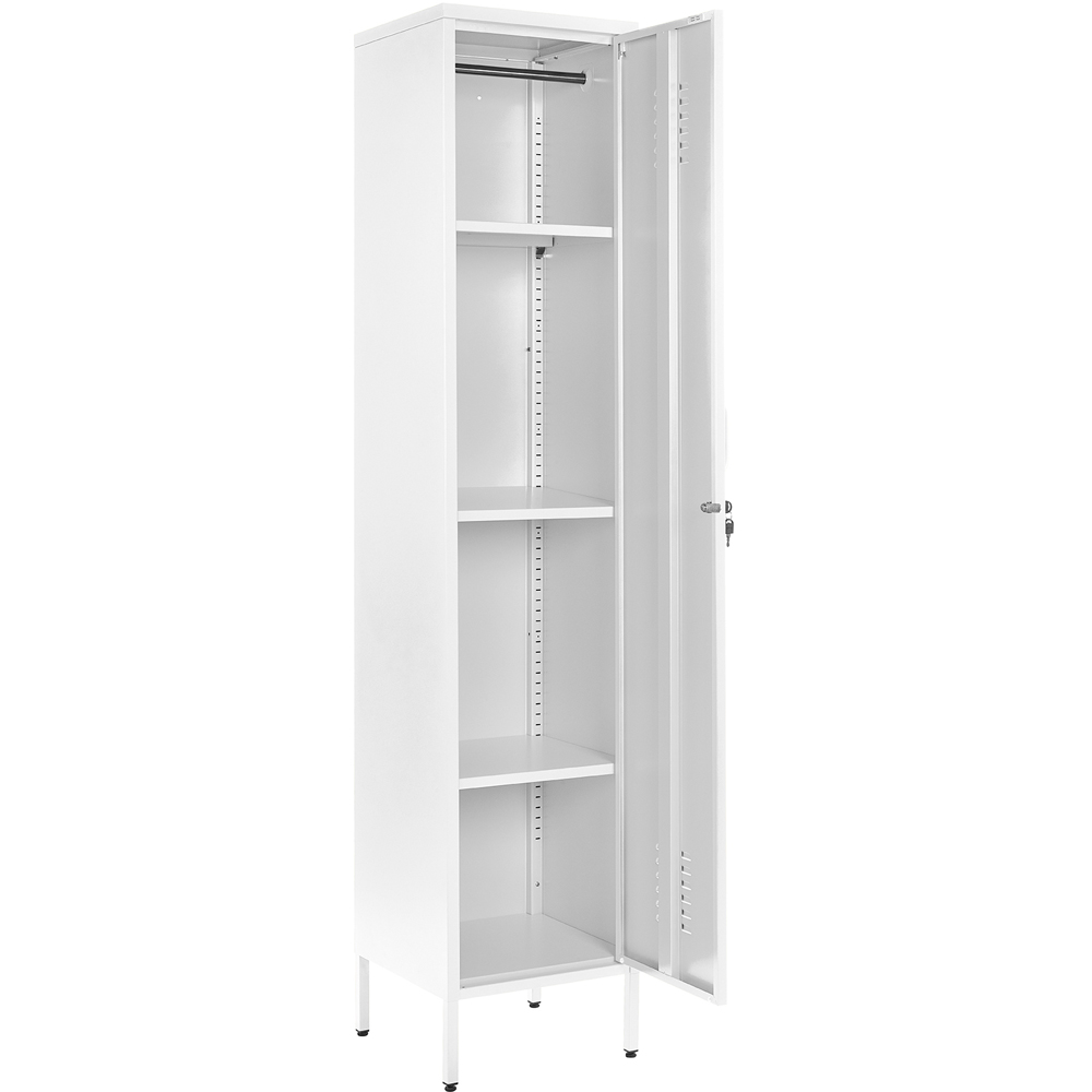 MMT Furniture Designs Single Door White Metal Tall Locker Cabinet Image 3