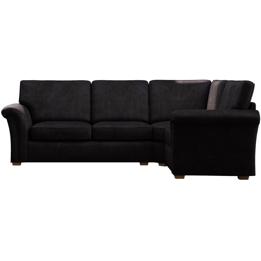 Castleacre 3 Seater Ebony Plush Velvet Left Hand Fixed Back Corner Sofa Image 3