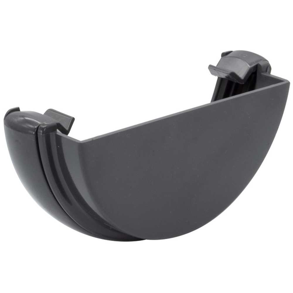 FloPlast Half Round Gutter External Stopend Anthracite Grey 112mm Image 3