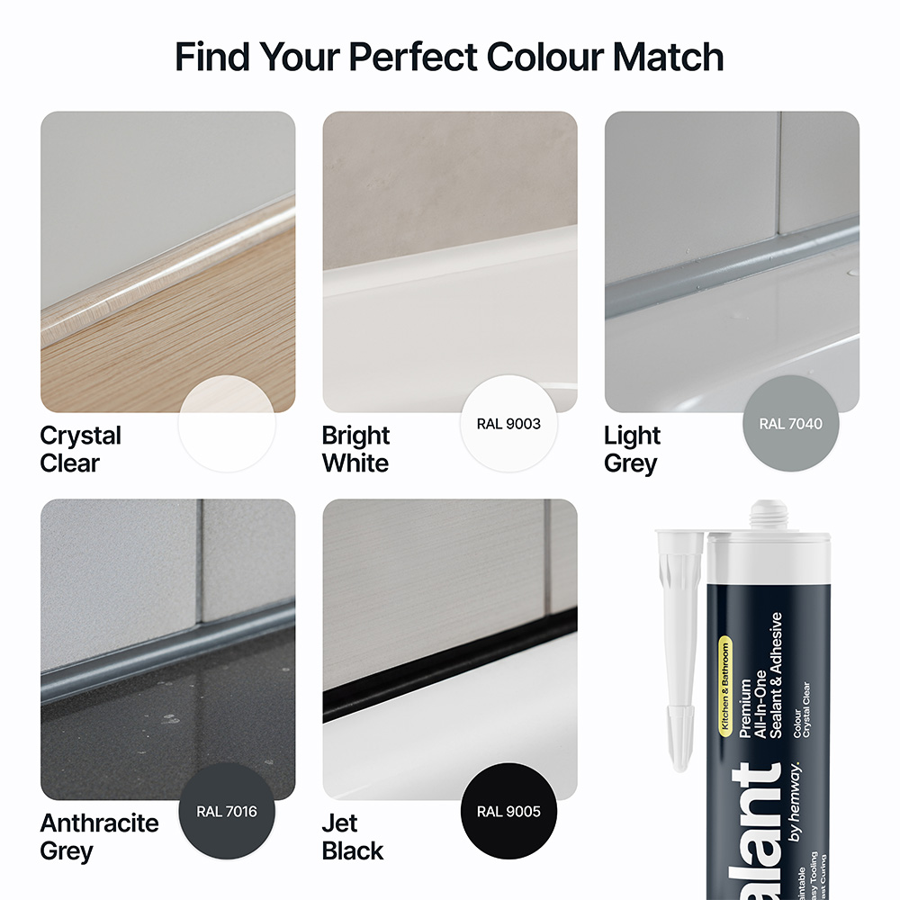 Hemway Premium All-in-One Crystal Clear Sealant and Adhesive 300ml 3 Pack Image 5