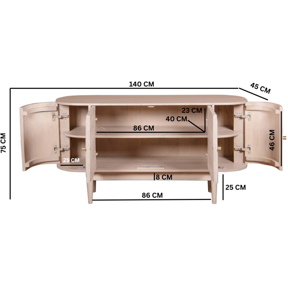 Brooklyn 4 Door Cane and Mango Wood Sideboard Image 7