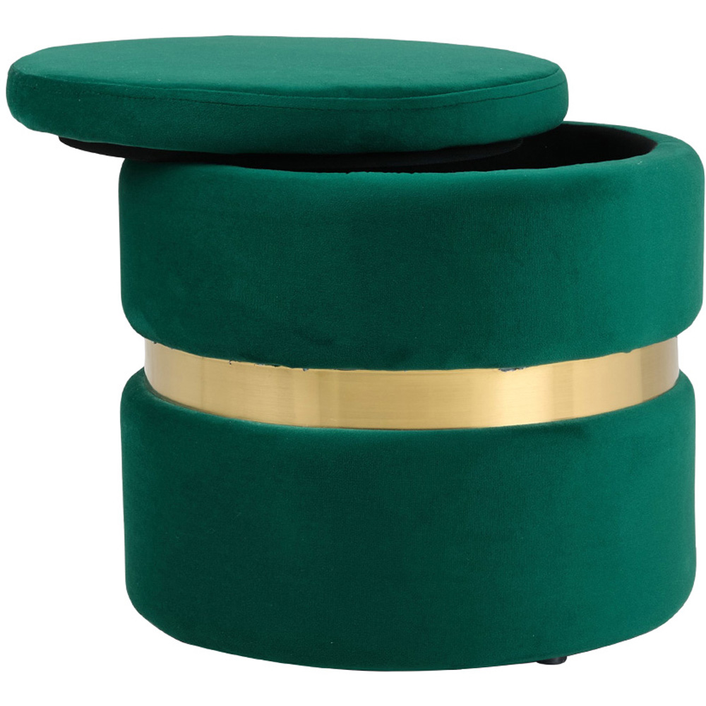 Living and Home Green Flannel Upholstered Storage Ottoman Image 3