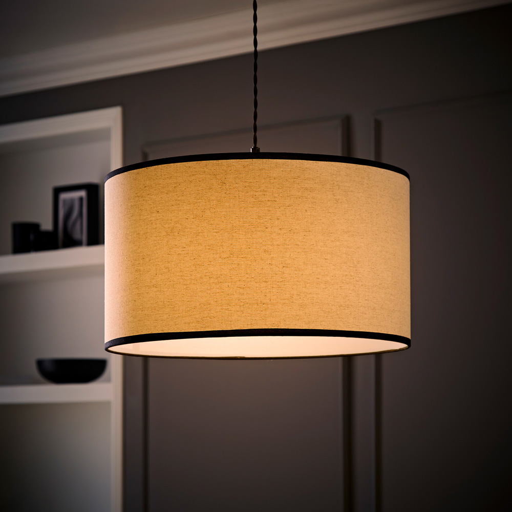 ValueLights Eva Linen Large Drum Shade with Black Trim Image 2