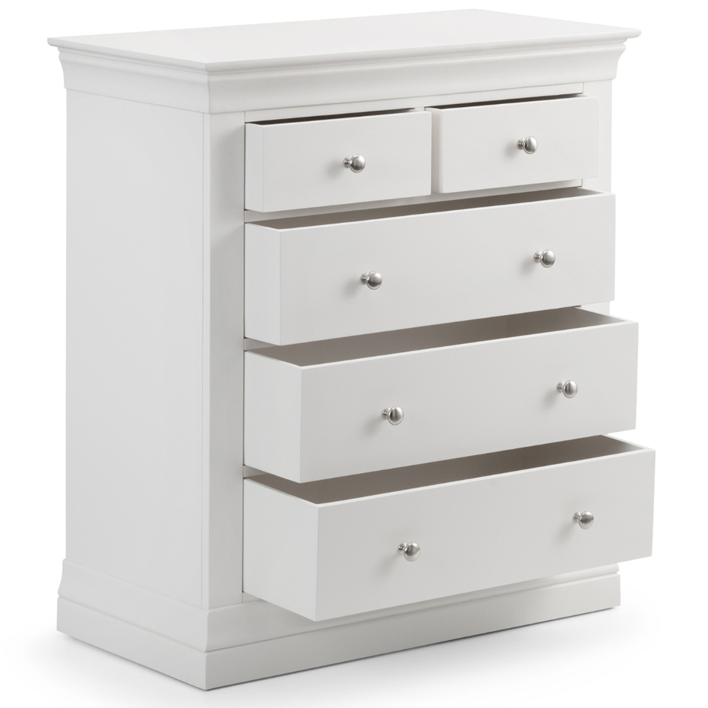 Julian Bowen Clermont 5 Drawer Surf White Chest of Drawers Image 3