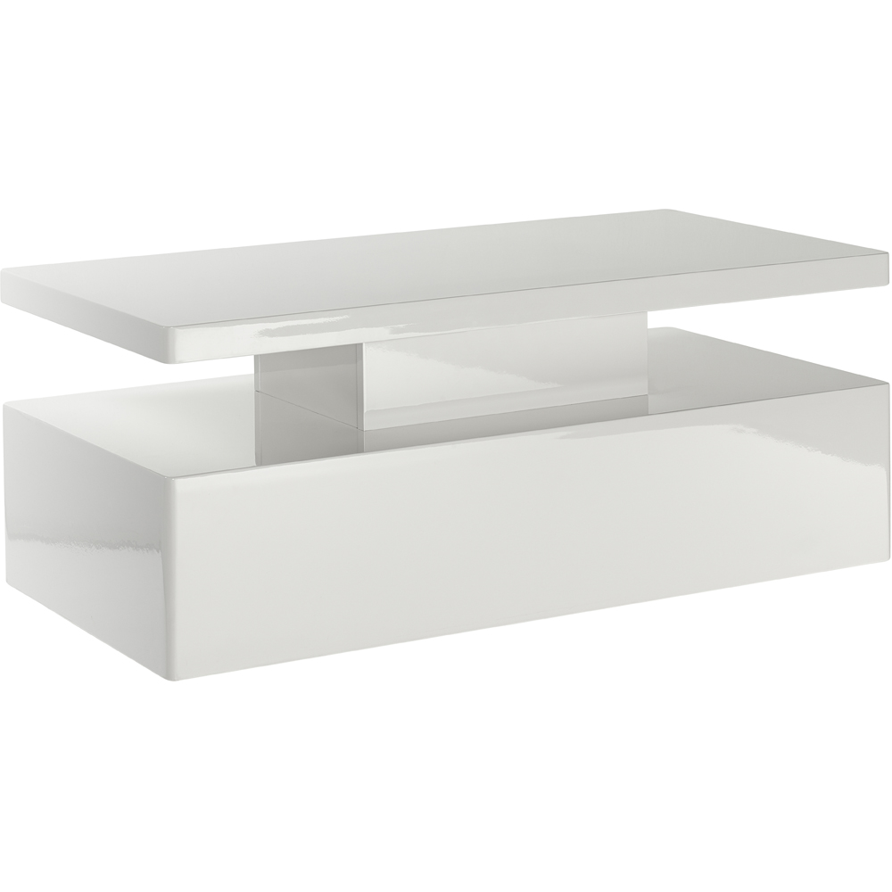 MMT Furniture Designs High Gloss White Rectangle Coffee Table with LED Lights Image 2