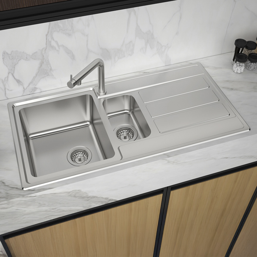 Reginox Envoy 15 Inset 1.5 Bowl Reversible Sink 1000 x 500mm Image 2