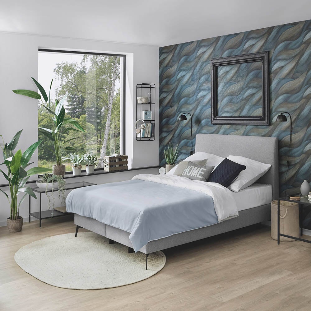 Erismann Leaf Waves Luxury Blue and Brown Wallpaper Image 3