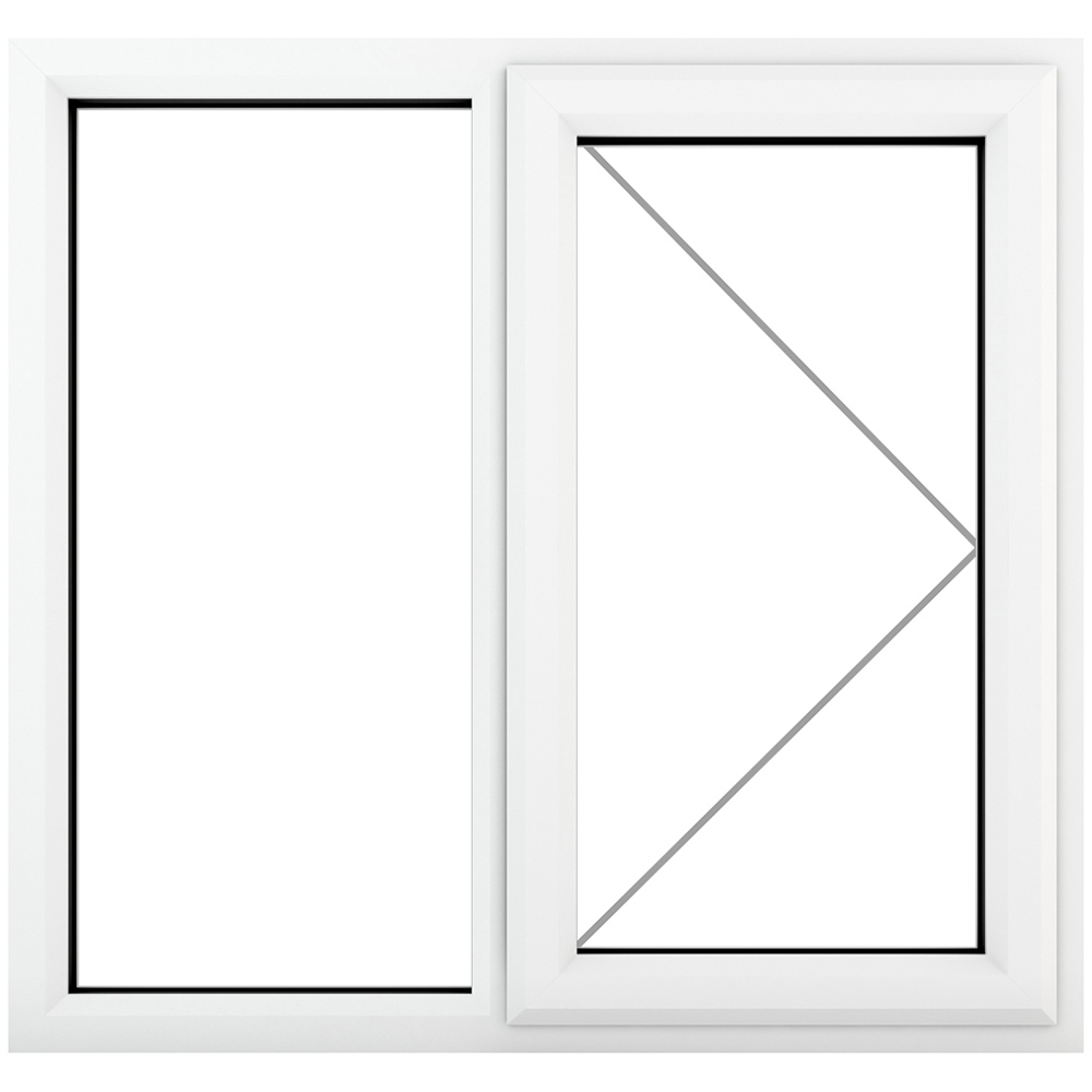 Crystal uPVC Triple Glazed Window RH Side Hung Next to a Fixed White Clear Glass 905x965mm Image 2