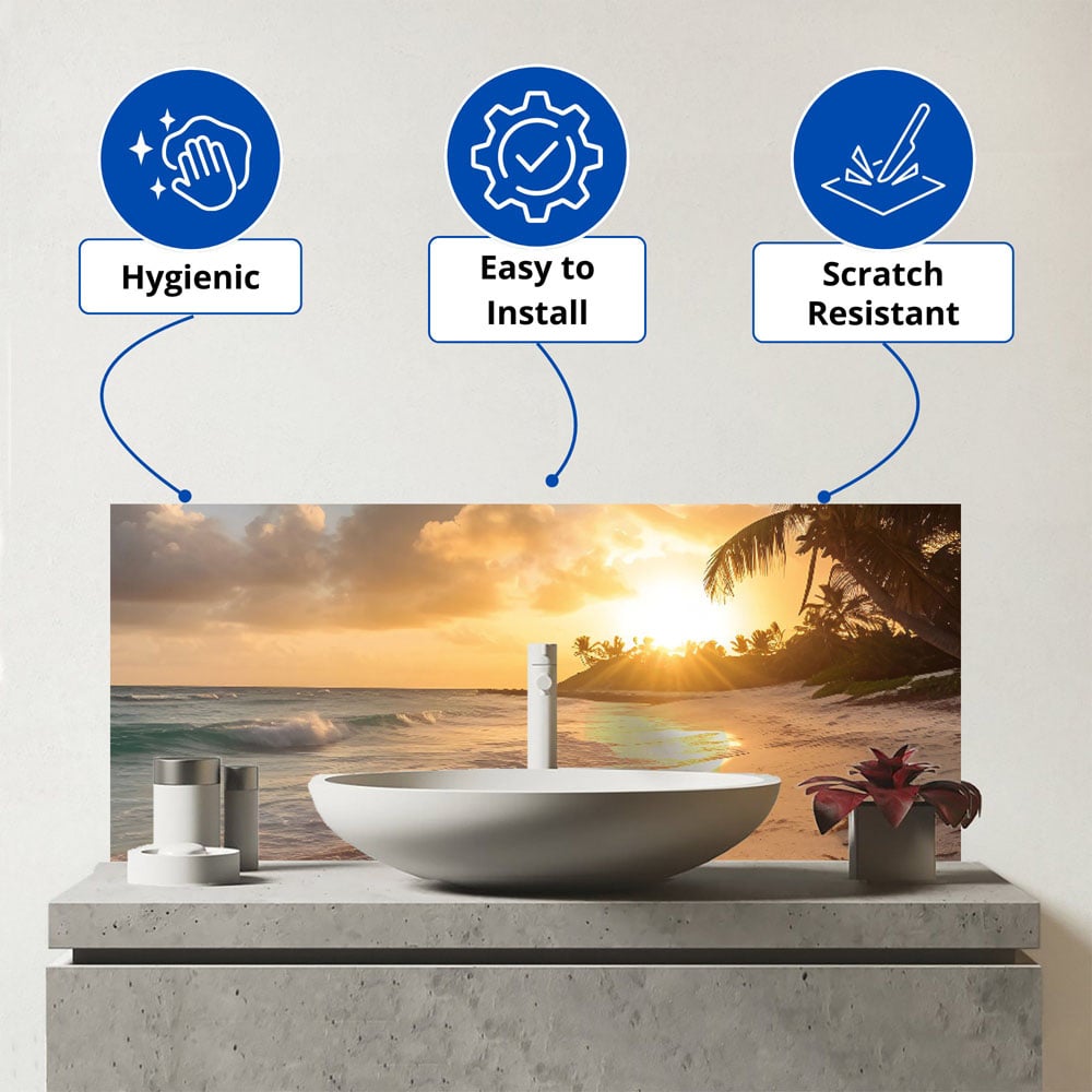 Warren Reed Designer Sunrise In Paradise Bathroom Splashback 25 x 60cm Image 3