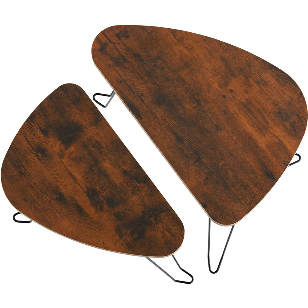 tectake Richmond Dark Rustic Wooden Nest of Tables Set of 2 Image 5