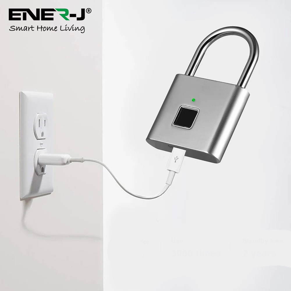 Ener-J ZD-GL01 Black Fingerprint Padlock with USB Image 4
