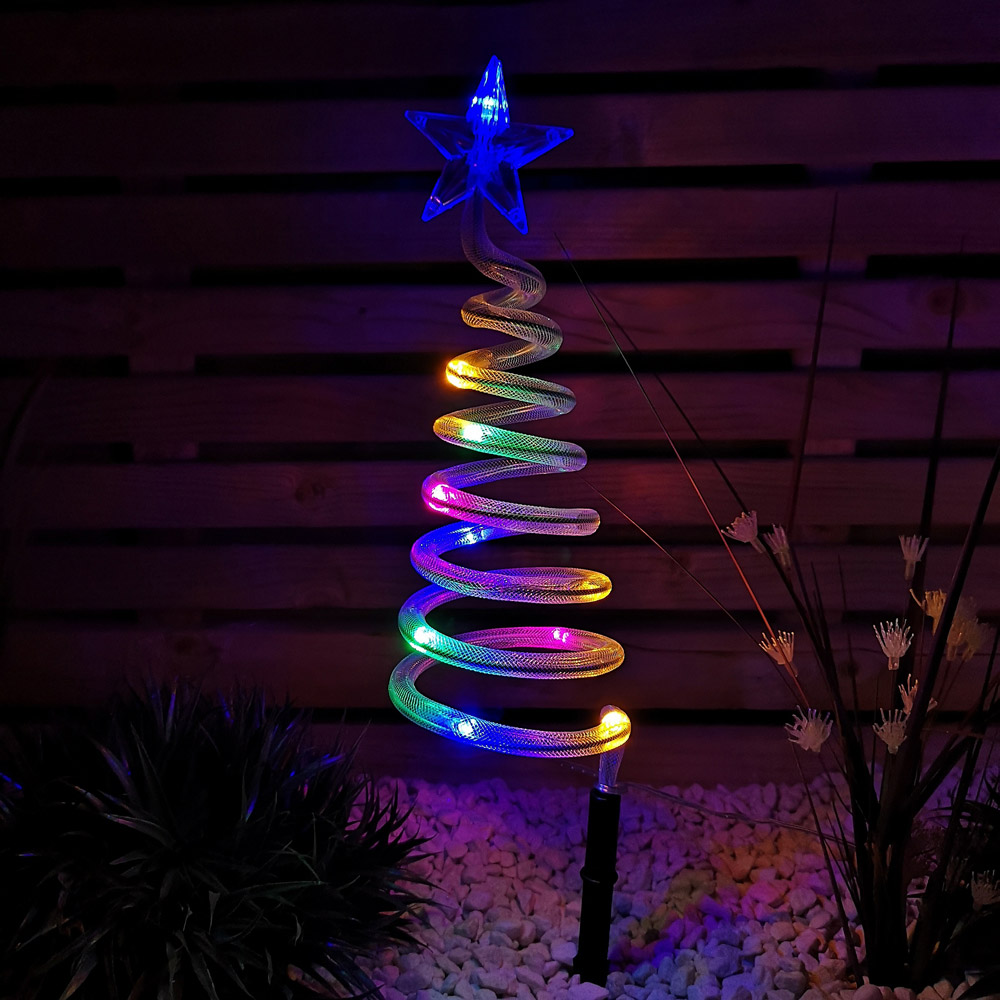 Samuel Alexander 4 Piece Multicolour LED Spiral Tree Christmas Path Light Set Image 5