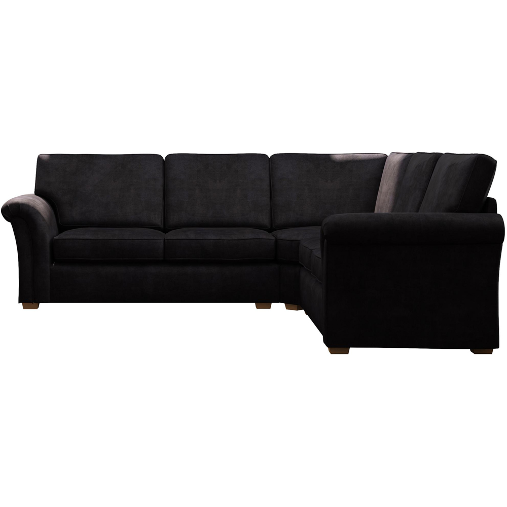 Castleacre 4 Seater Ebony Plush Velvet Fixed Back Corner Sofa Image 3