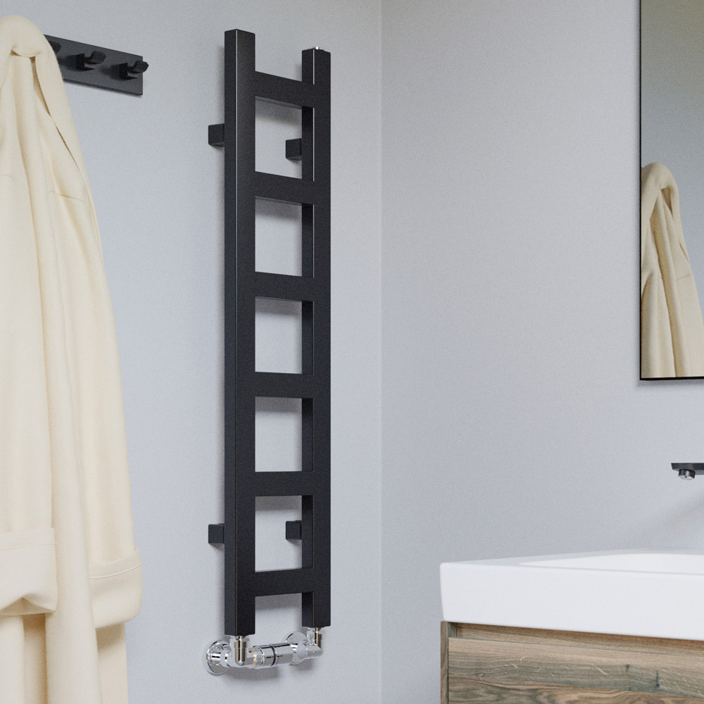 Terma Easy 638 BTU Matt Black Electric Heated Towel Rail 960 x 200mm Image 2