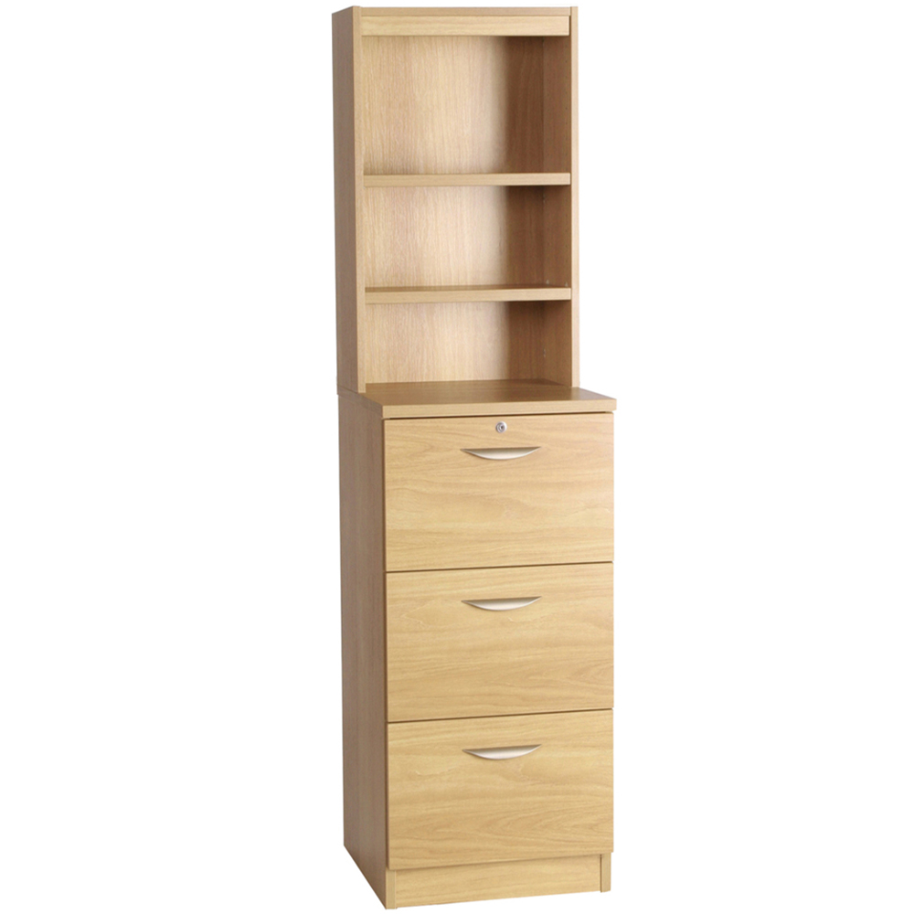 R White Cabinets 3 Drawer 3 Shelf Brown Filing Cabinet with Hutch Image 2