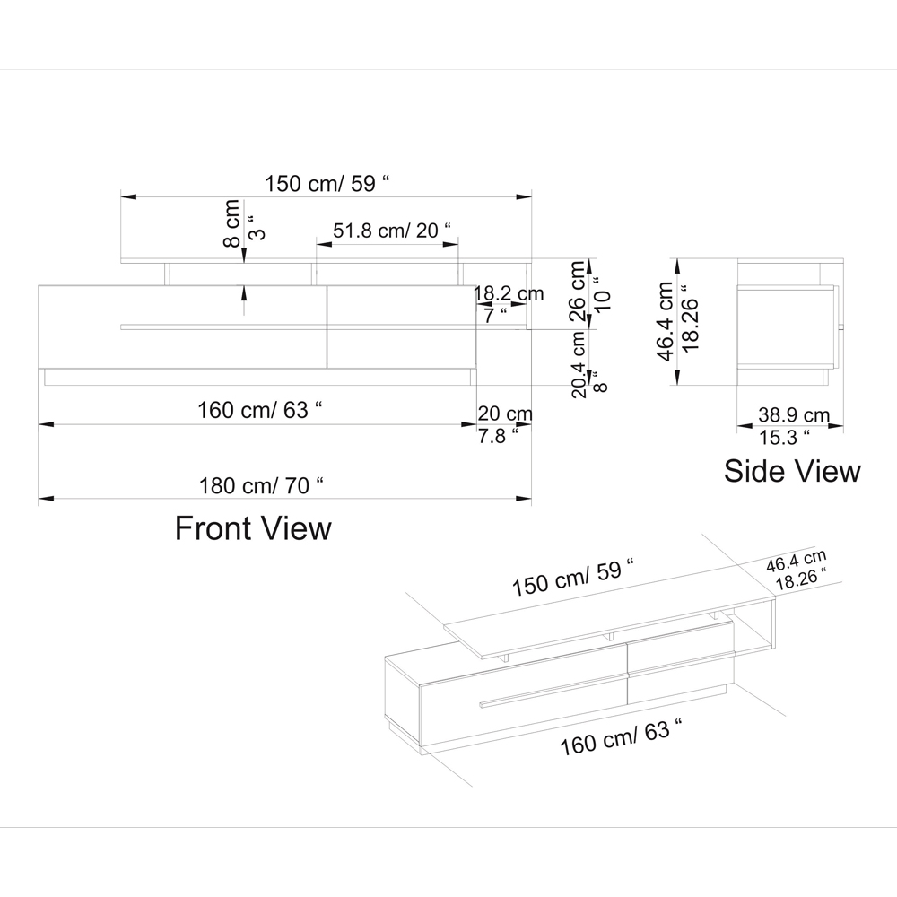 Decorotika Pia Walnut and White TV Unit Image 5