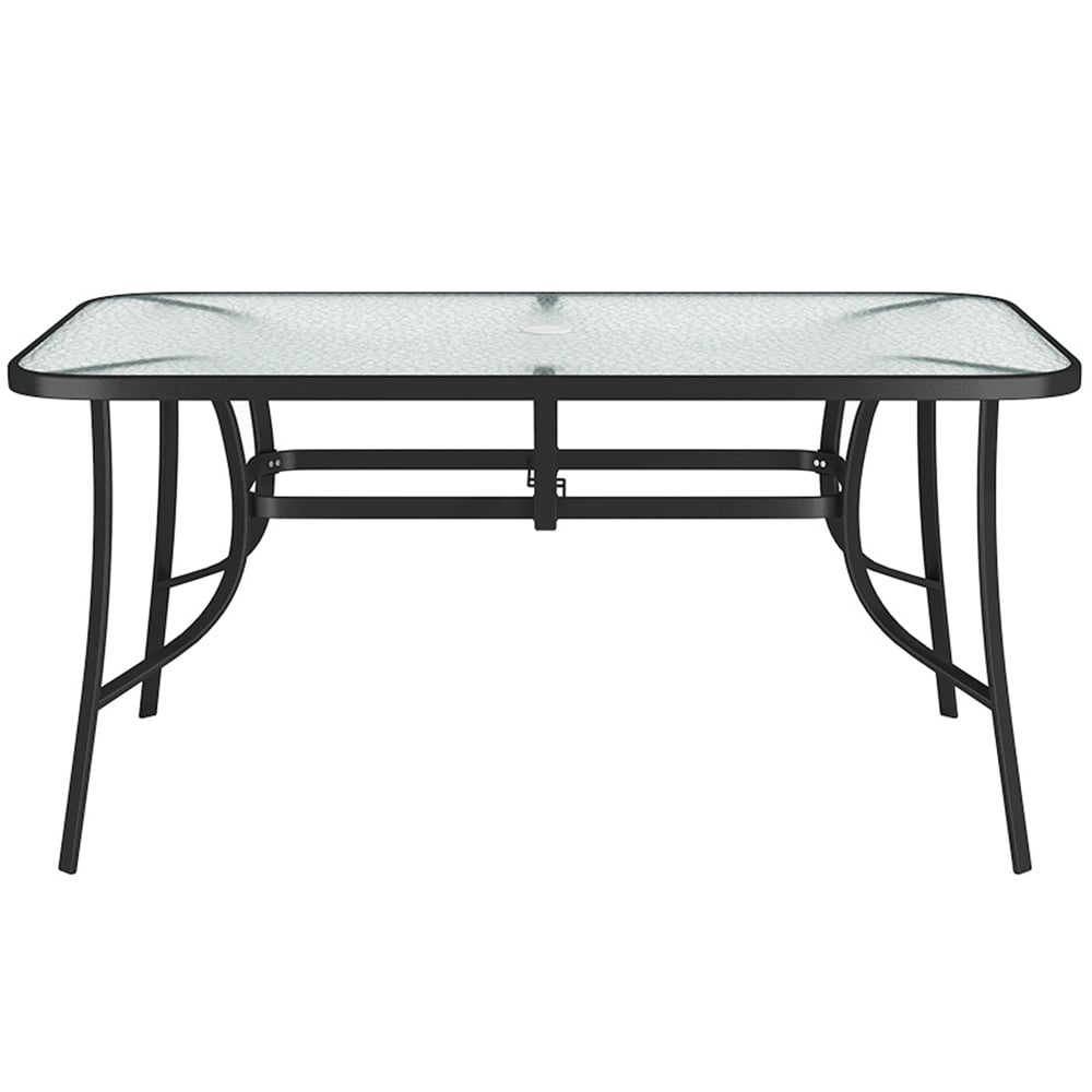 Living and Home Glass 4 Seater 150cm Rectangular Garden Dining Set Black Image 3