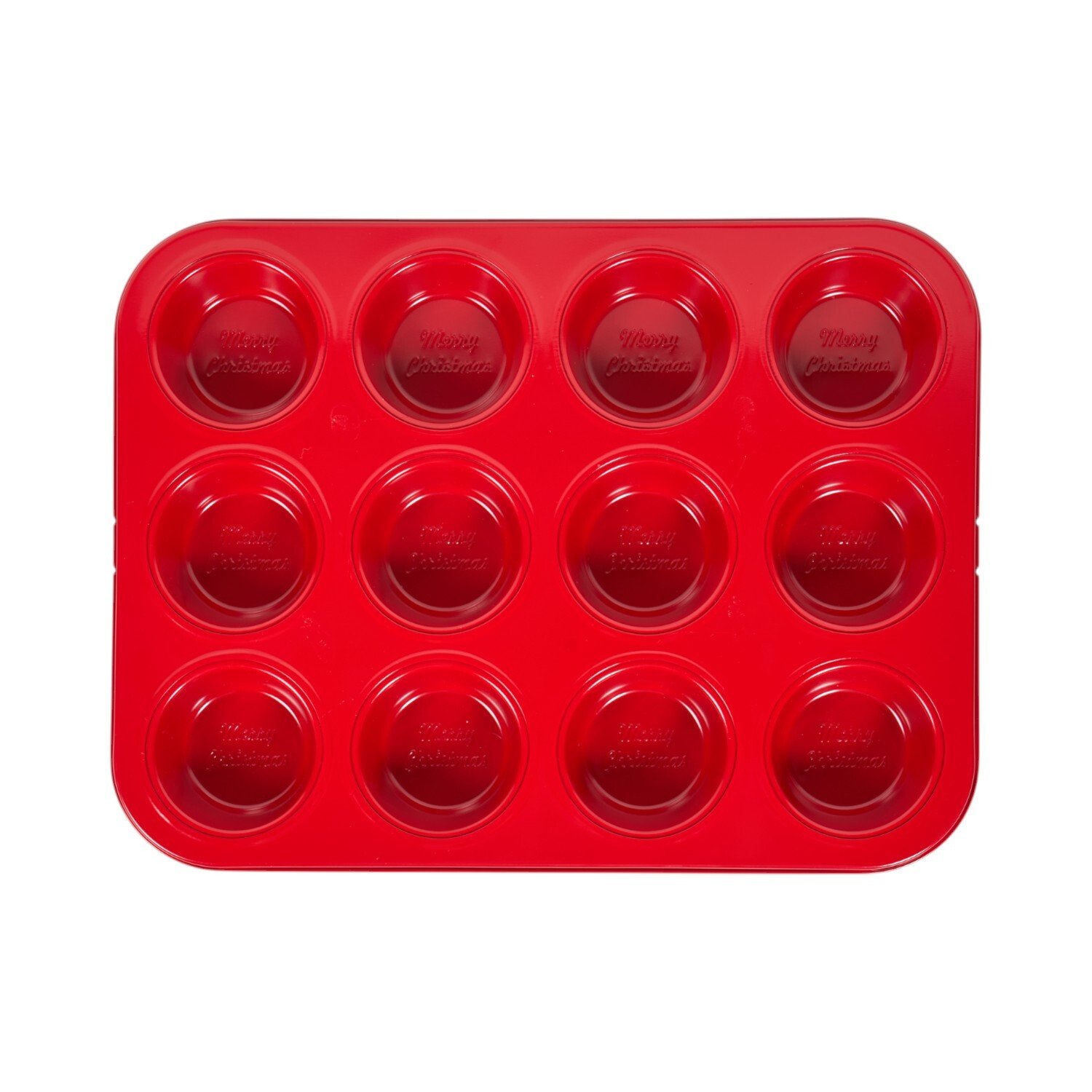 12 Cup Merry Christmas Muffin Pan Red Image 4