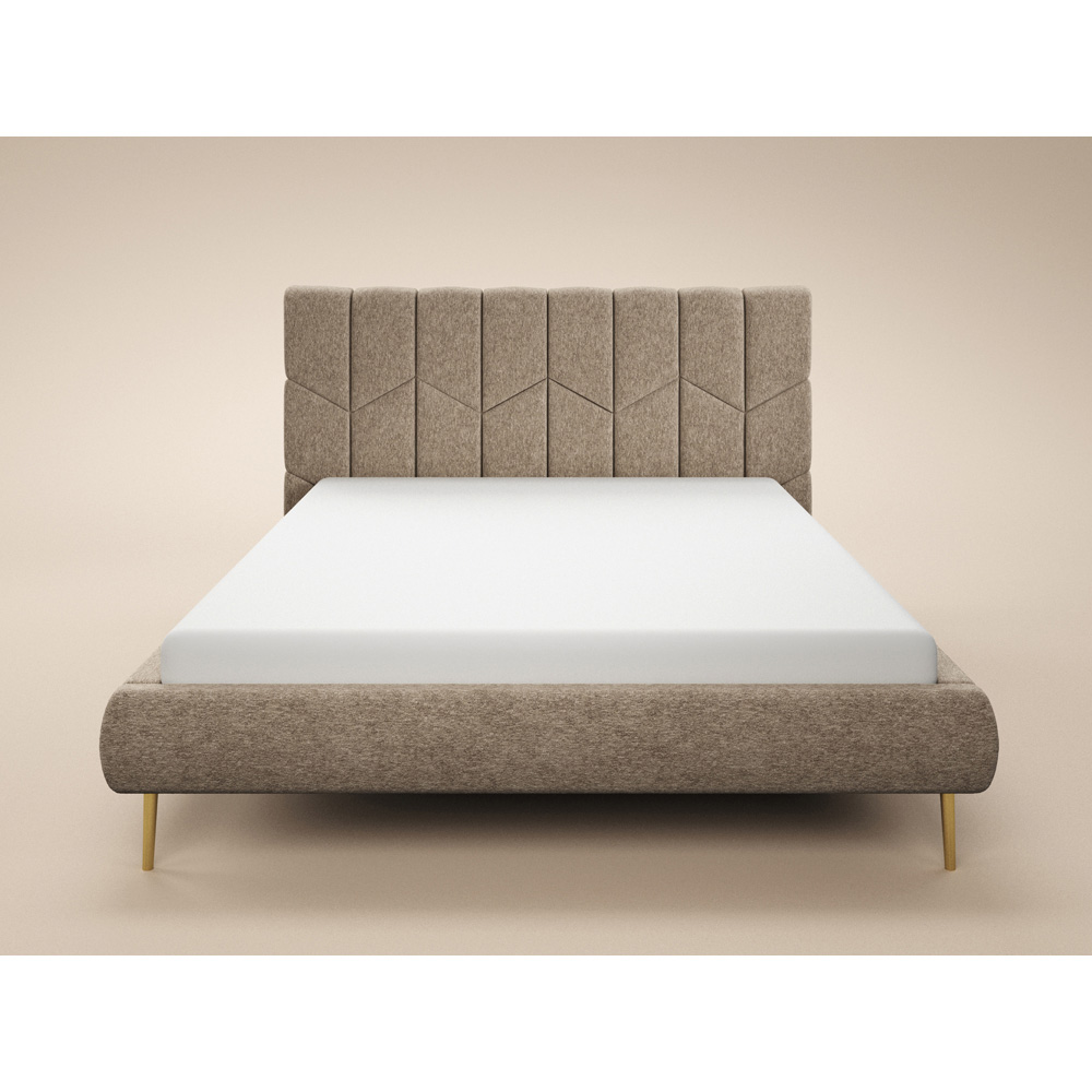 SOLACE+CO Isabela King Size Beige Chenille Ottoman Bed with Panel Headboard Image 3