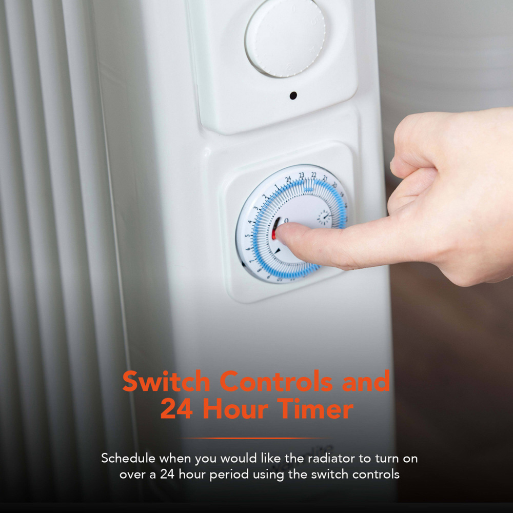 Warmlite 9 Fin White Oil Filled Radiator with Adjustable Thermostat 2000W Image 8