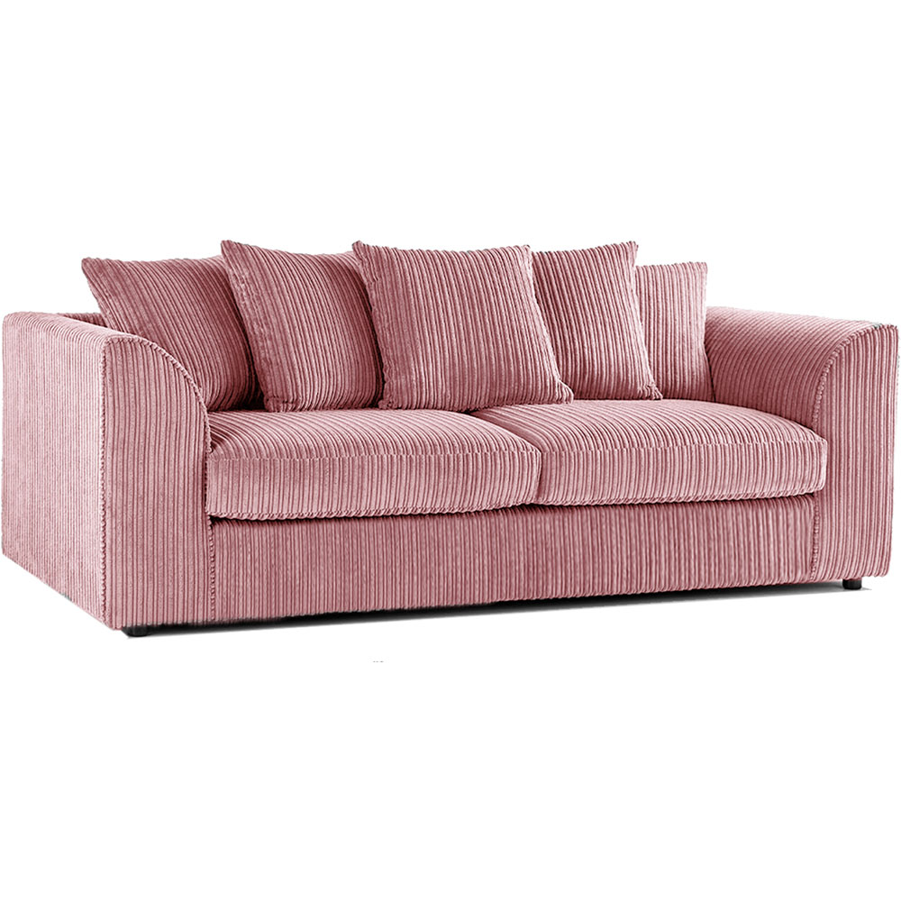Luxor 5 Seater Pink Jumbo Cord Scatter Back Sofa Suite Image 3