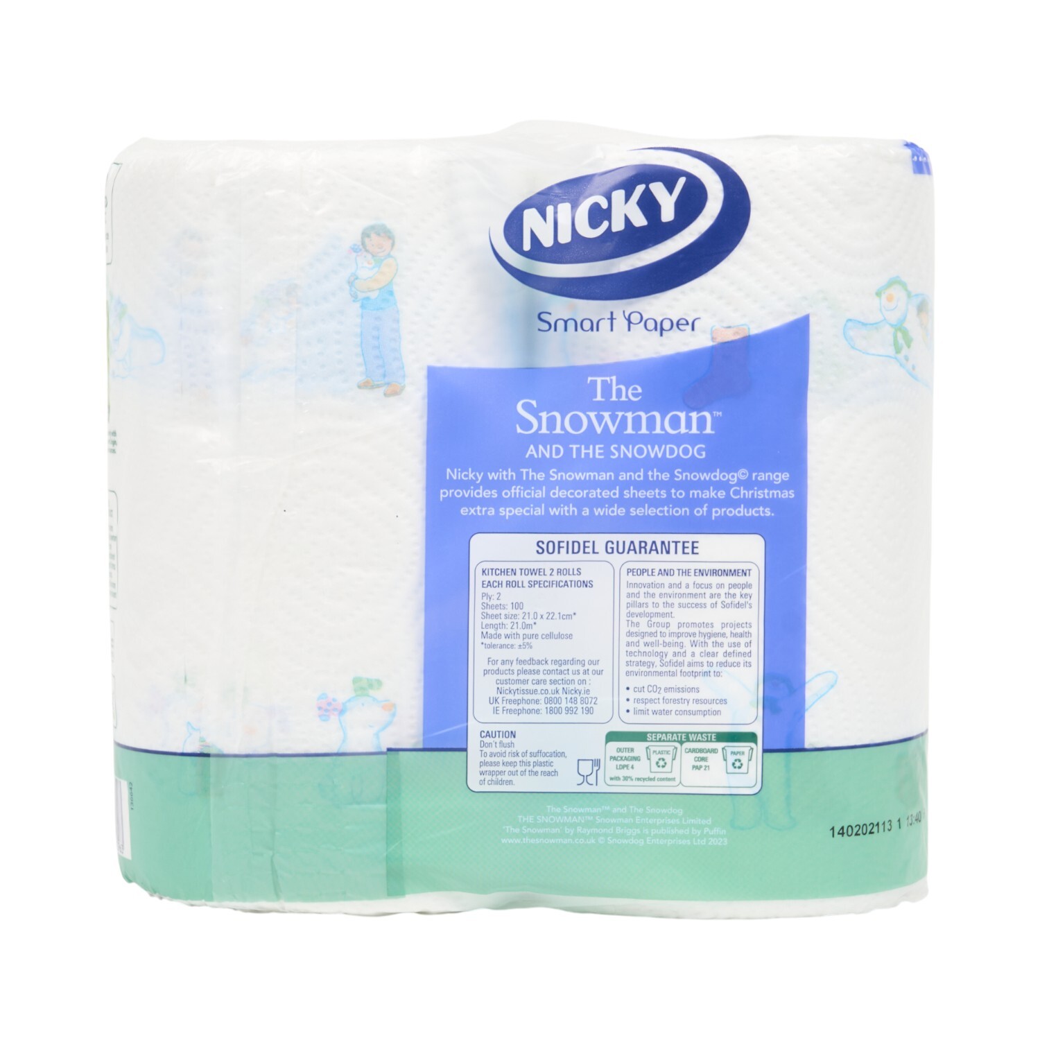 Pack of 2 Nicky Snowman Kitchen Towels Image 3