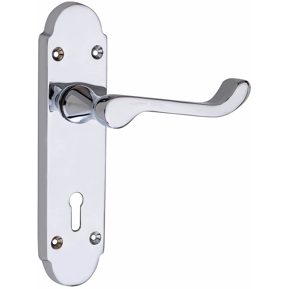 Golden Grace Polished Chrome Victorian Epsom Scroll 3 Lever Lock Door Handle with Hinge Image 2